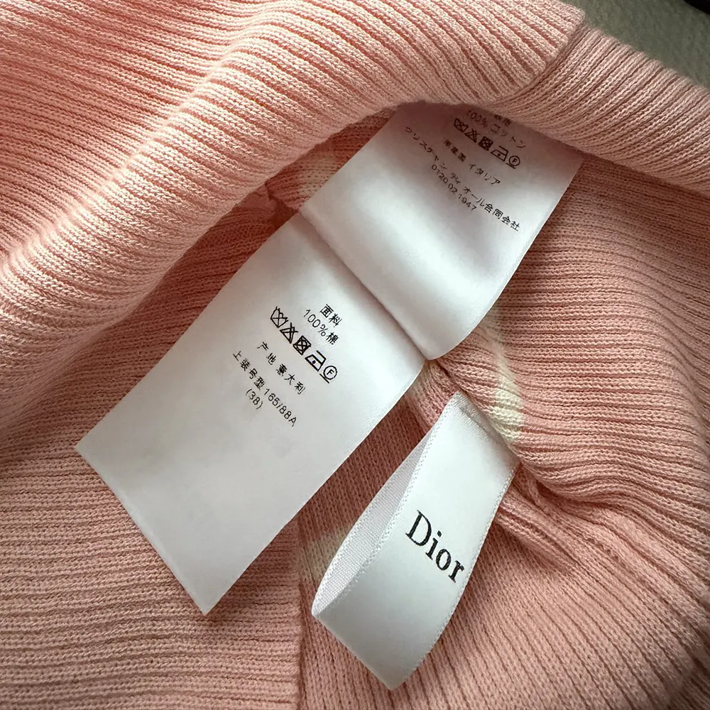 Dior Women Dioriviera Short-Sleeved Fitted Sweater White and Pink D-Stripes Ribbed Cotton Knit - image 7