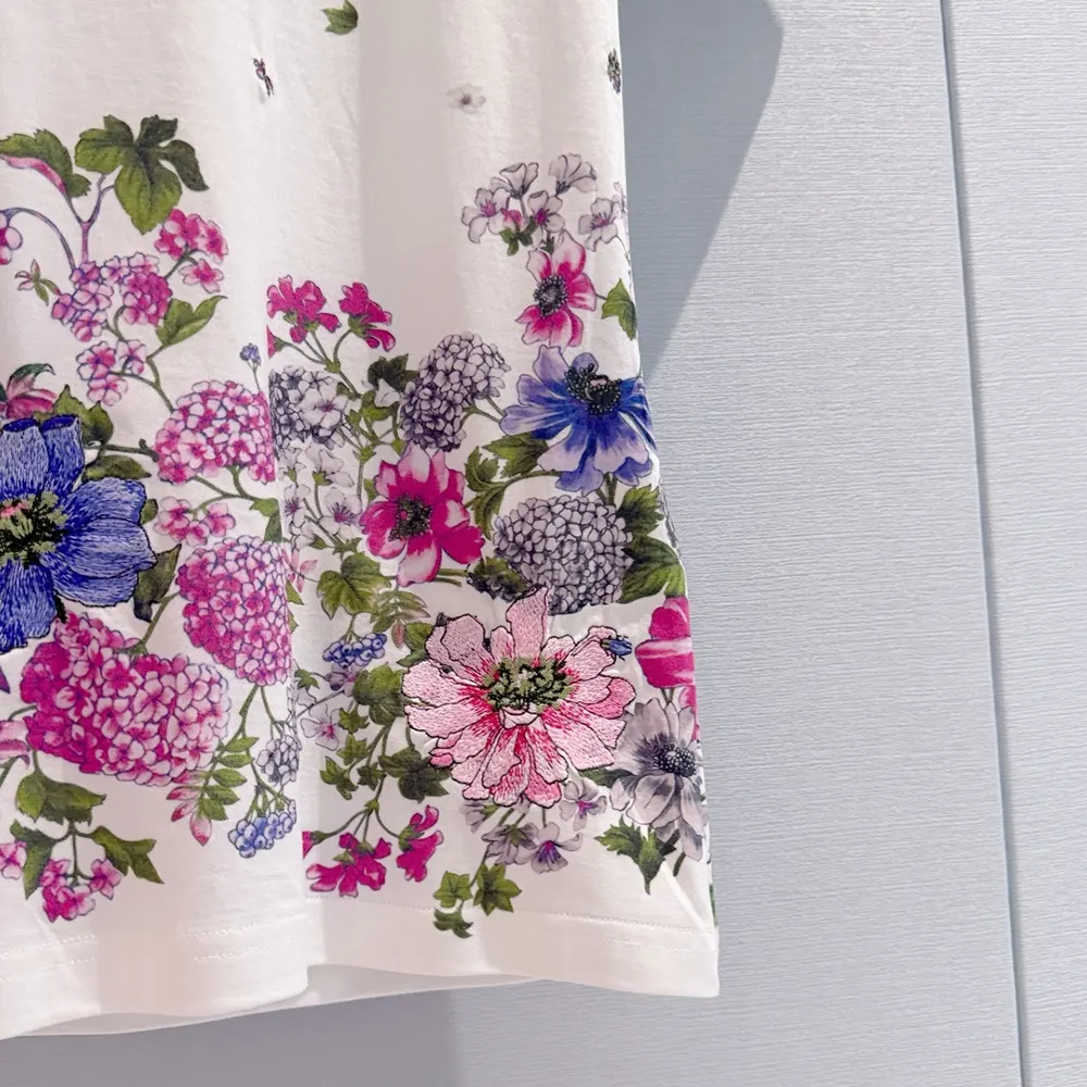Dior Men Embroidered Fitted T-Shirt White Cotton Jersey with Multicolor Dior Hortensia Garden Motif - image 9
