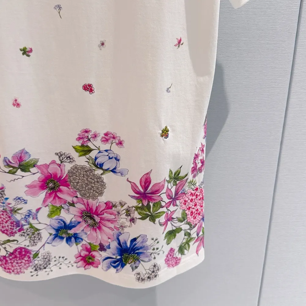 Dior Men Embroidered Fitted T-Shirt White Cotton Jersey with Multicolor Dior Hortensia Garden Motif - image 5