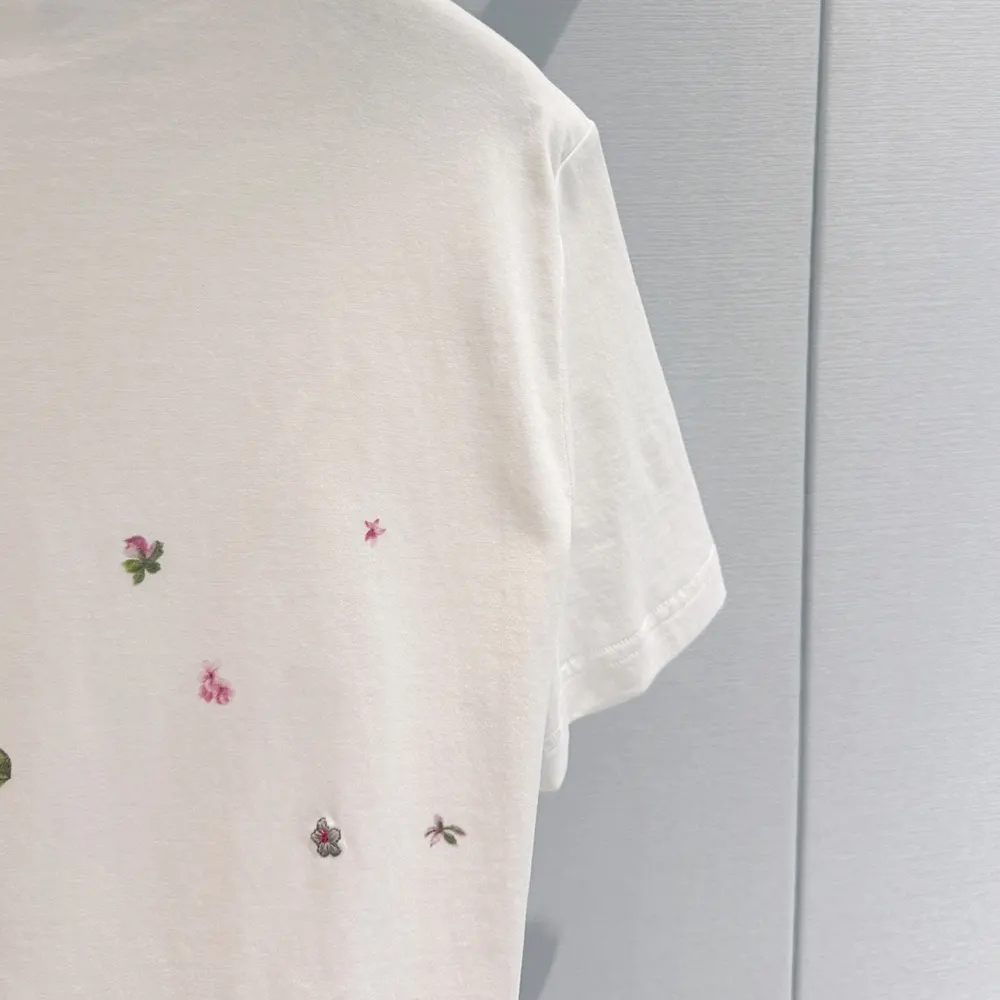Dior Men Embroidered Fitted T-Shirt White Cotton Jersey with Multicolor Dior Hortensia Garden Motif - image 6