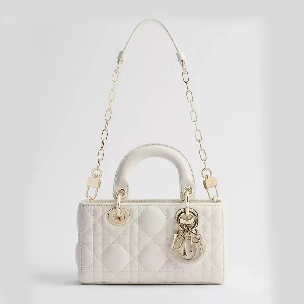 Front view of Dior Women Lady D-Joy Micro Bag Latte Cannage Lambskin