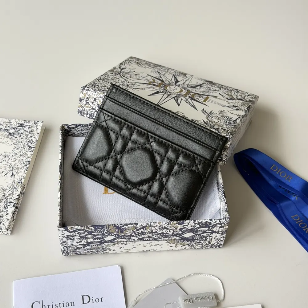 Dior Women Lady Dior Freesia Card Holder Black Cannage Lambskin - image 4