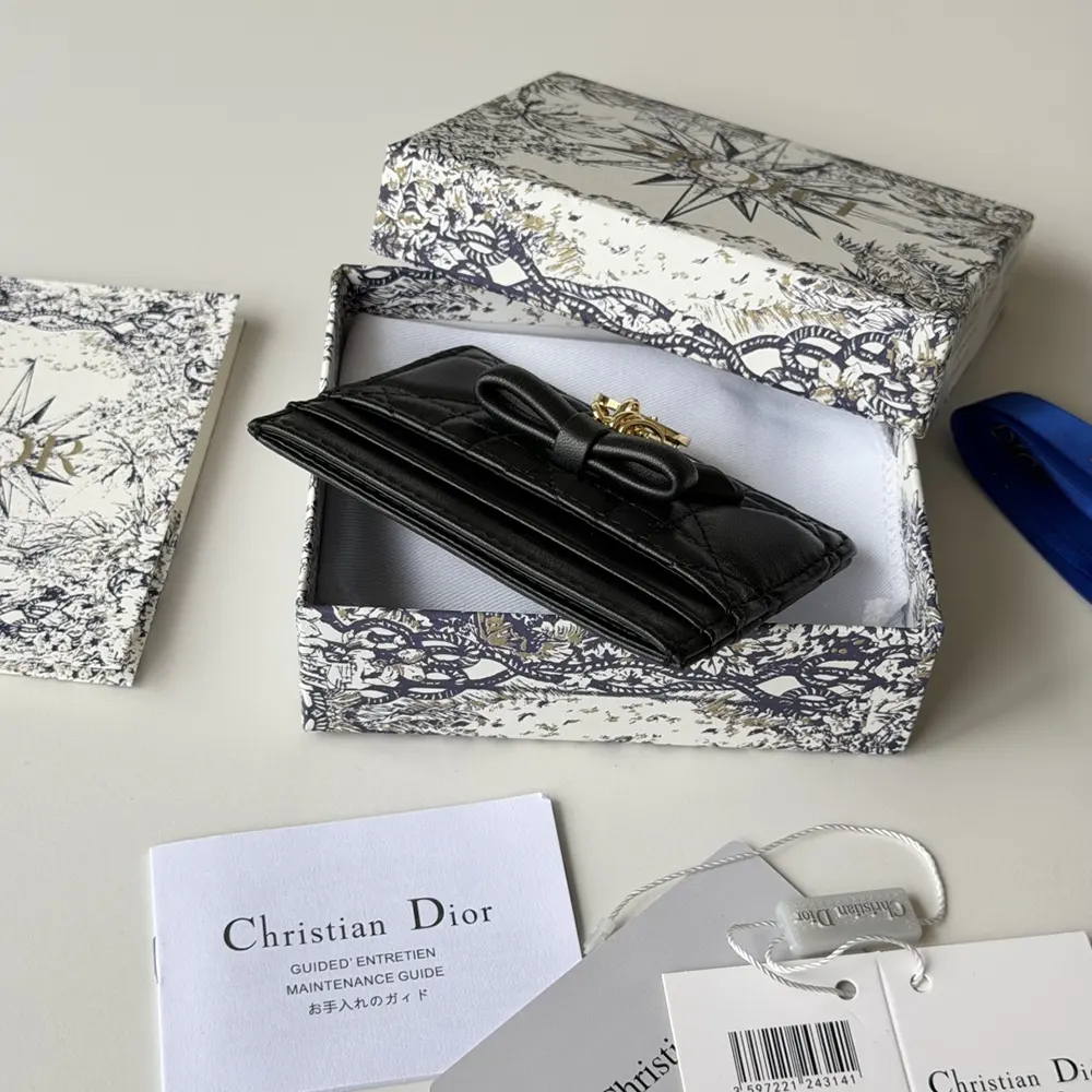 Dior Women Lady Dior Freesia Card Holder Black Cannage Lambskin - image 7