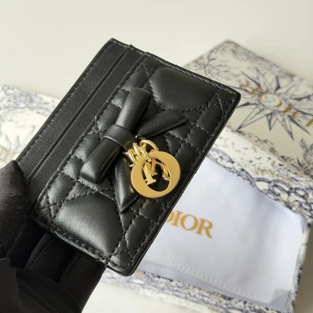 Dior Women Lady Dior Freesia Card Holder Black Cannage Lambskin - image 8