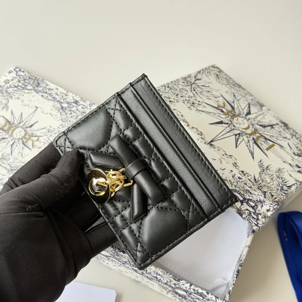 Dior Women Lady Dior Freesia Card Holder Black Cannage Lambskin - image 9
