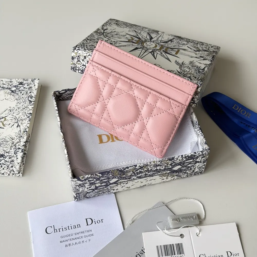 Dior Women Lady Dior Freesia Card Holder Black Cannage Lambskin - image 13