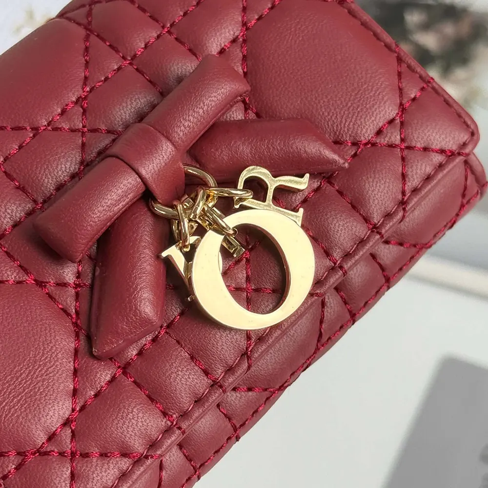 Dior Women Lady Dior Glycine Wallet Garance Red Cannage Lambskin - image 6