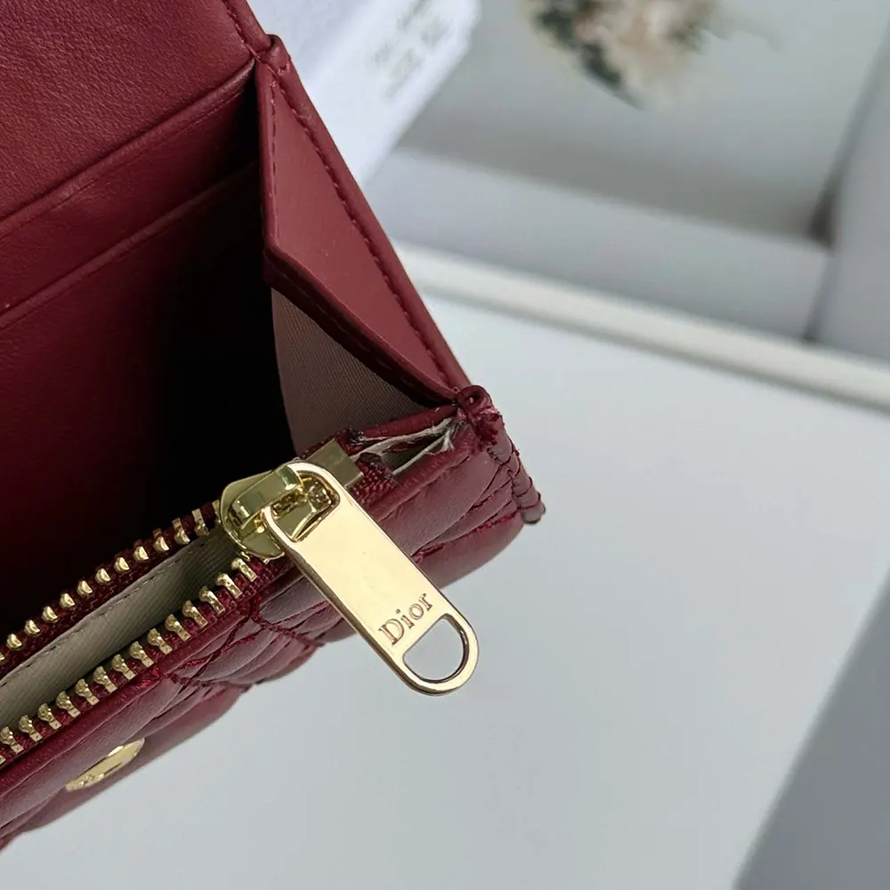 Dior Women Lady Dior Glycine Wallet Garance Red Cannage Lambskin - image 7