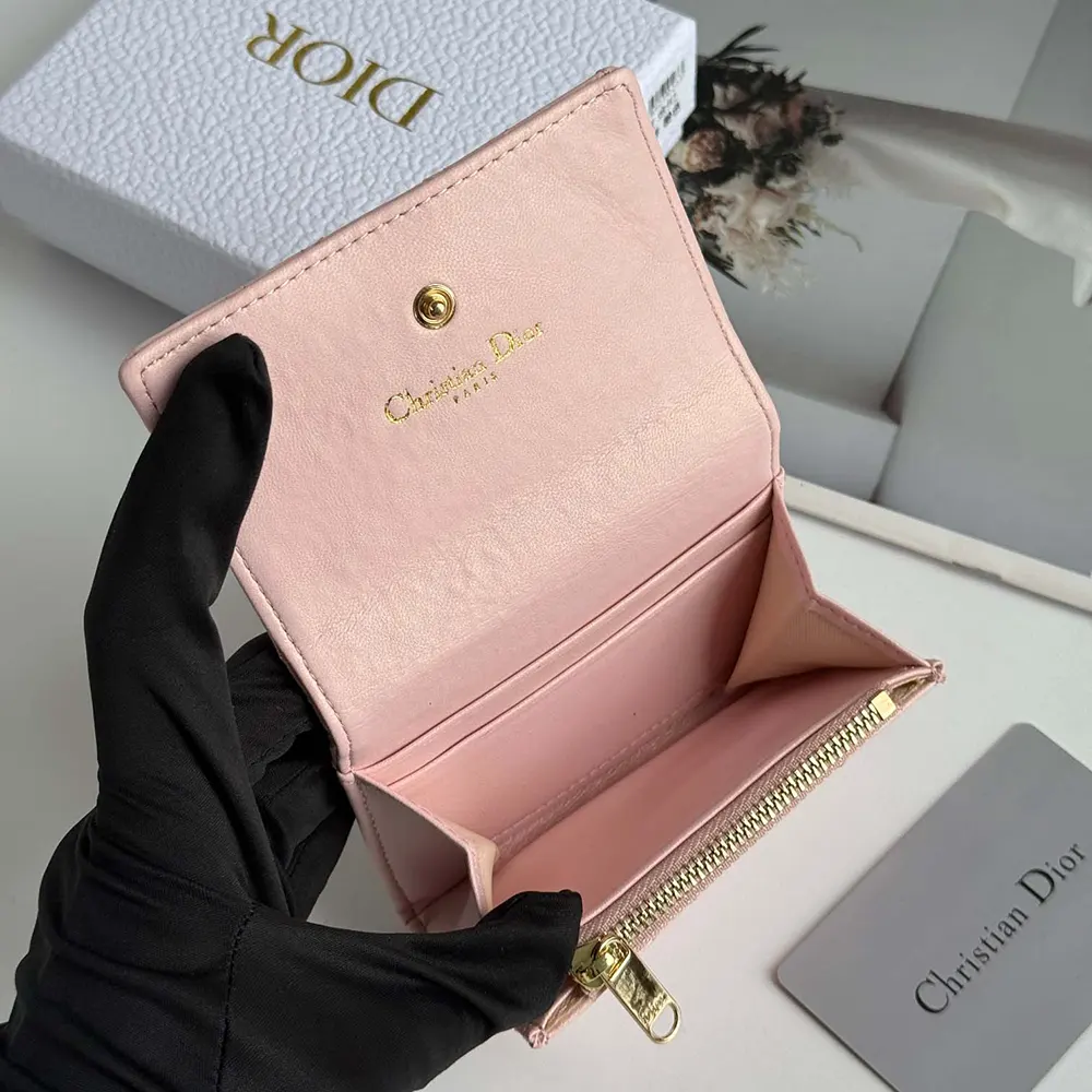 Dior Women Lady Dior Glycine Wallet Rose Tendre Cannage Lambskin - image 5