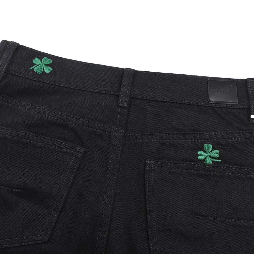 Dior Men Long Regular Jeans with Dior Clover Embroideries Black Cotton Twill - image 7