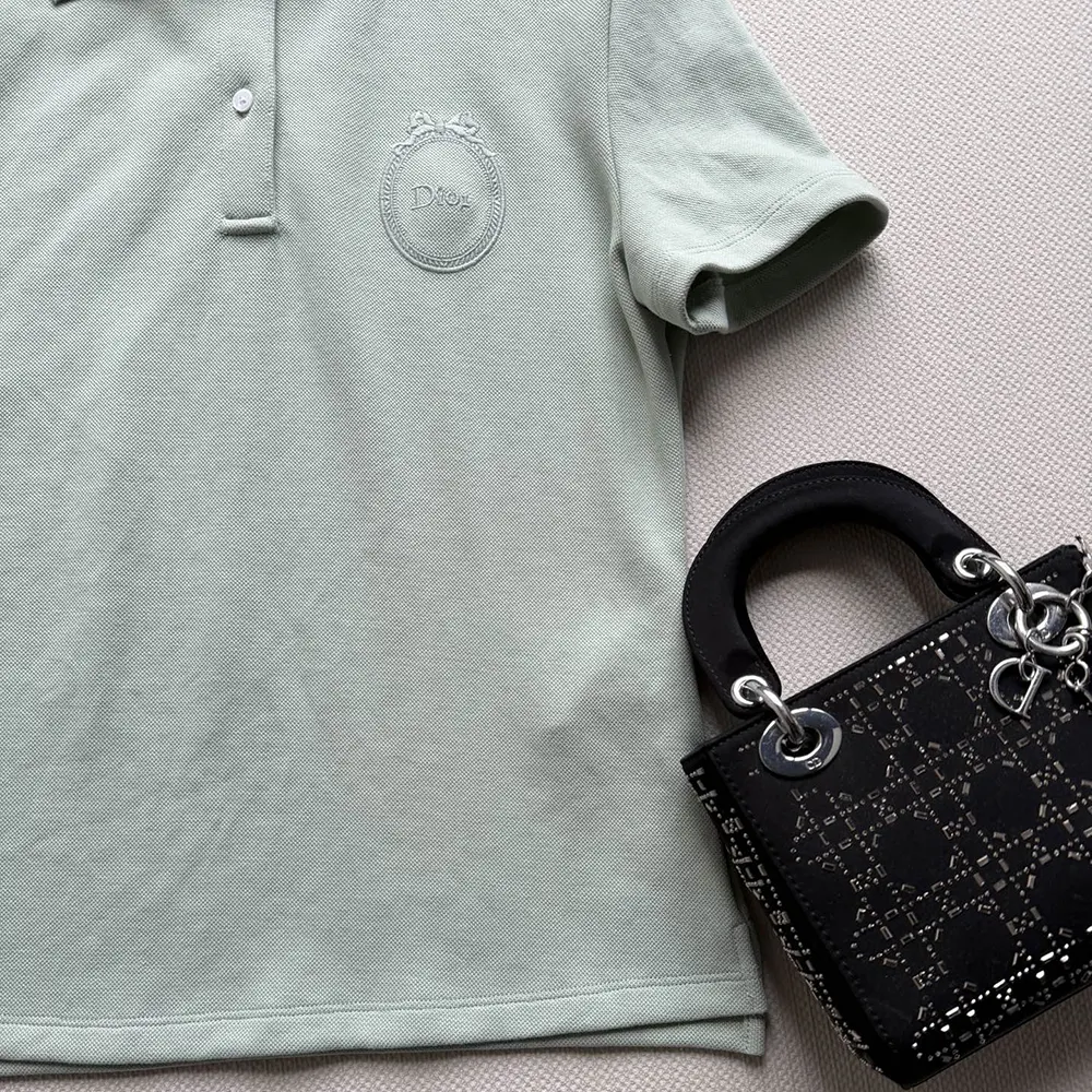 Dior Women Médaillon Embroidered Polo Shirt Green Cotton-Blend Piqué - image 6