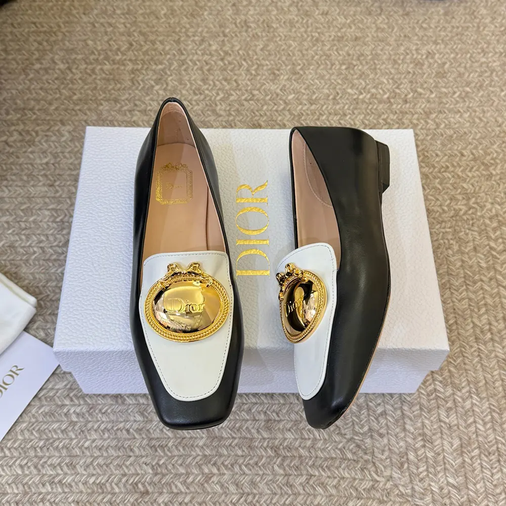 Dior Women Médaillon Loafer Black and White Lambskin - image 6