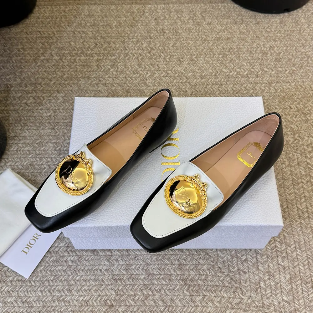 Dior Women Médaillon Loafer Black and White Lambskin - image 4