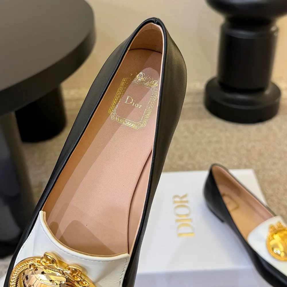 Dior Women Médaillon Loafer Black and White Lambskin - image 9