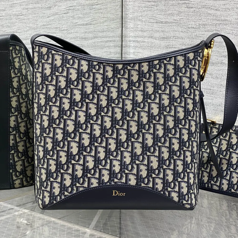 Dior Women Medium Dior Médaillon Bucket Bag Blue Dior Oblique Jacquard - image 4