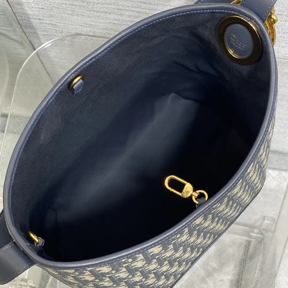 Dior Women Medium Dior Médaillon Bucket Bag Blue Dior Oblique Jacquard - image 9