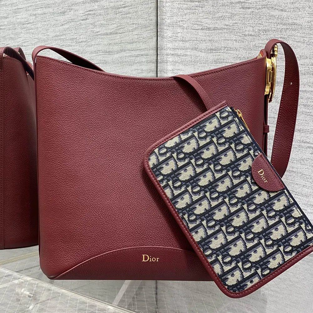 Dior Women Medium Dior Médaillon Bucket Bag Garance Red Grained Calfskin - image 4