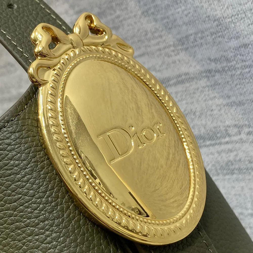 Dior Women Medium Dior Médaillon Bucket Bag Khaki Grained Calfskin - image 8