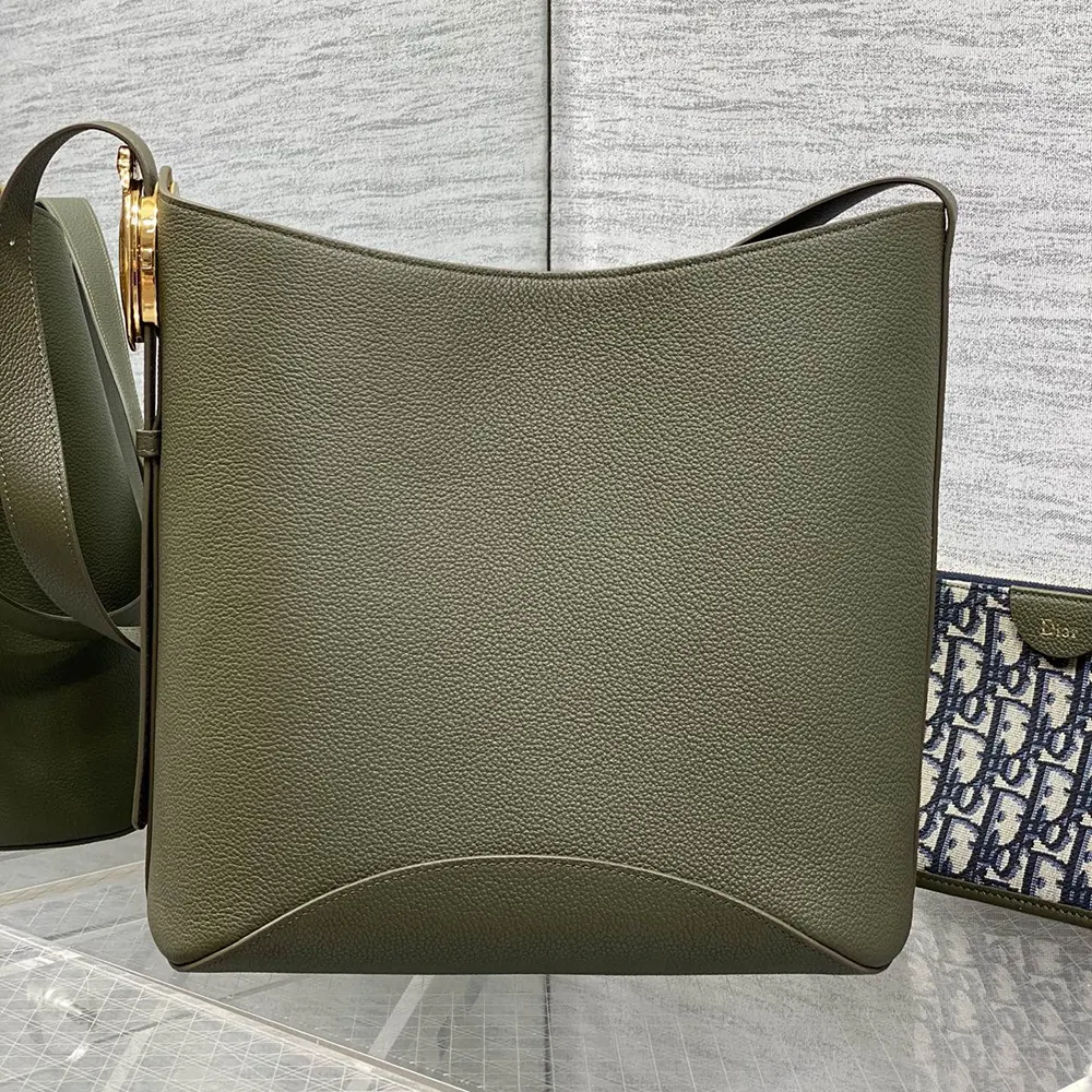 Dior Women Medium Dior Médaillon Bucket Bag Khaki Grained Calfskin - image 4