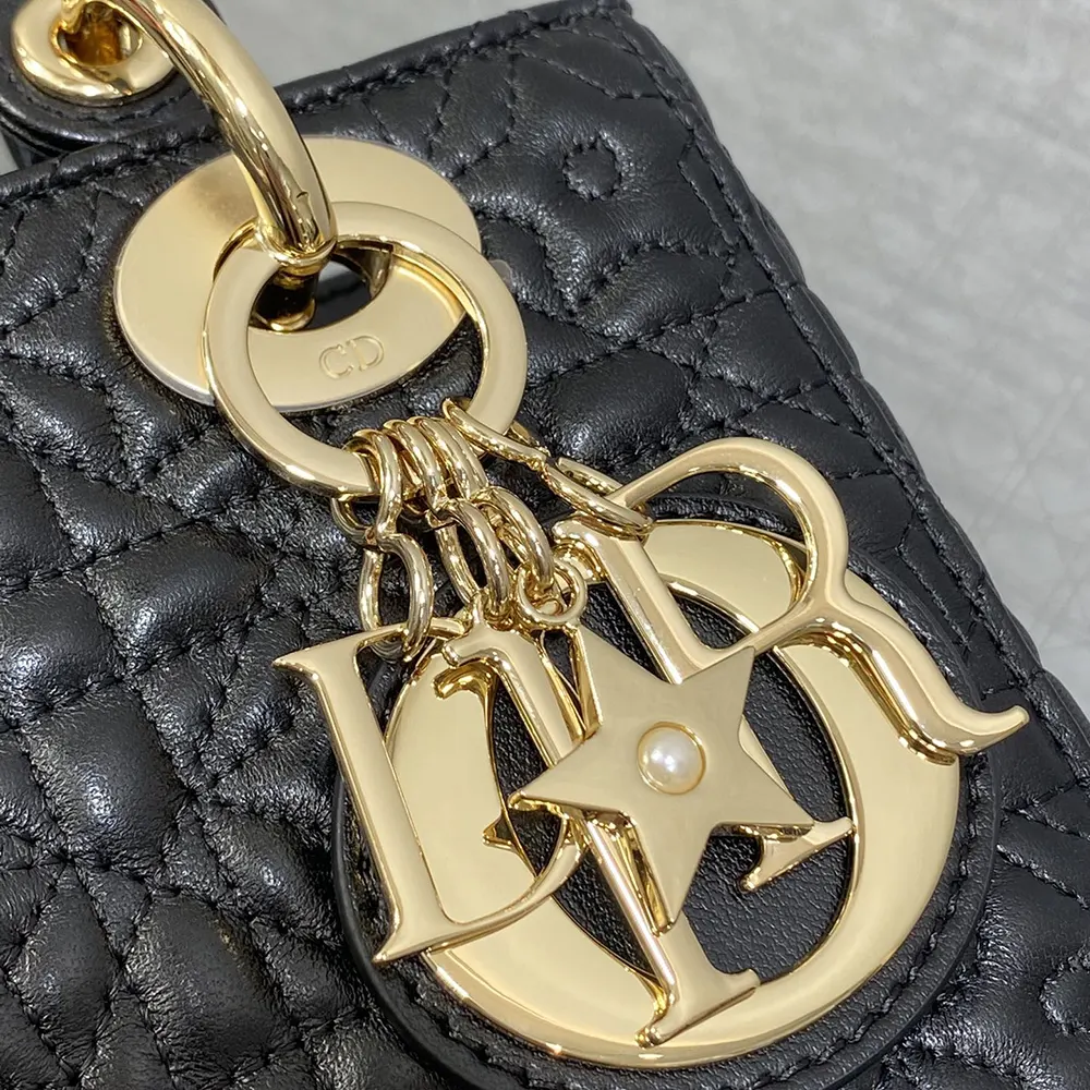 Dior Women Lady Dior Dioramour Bag Black Cannage Lambskin with Star Motif - image 9