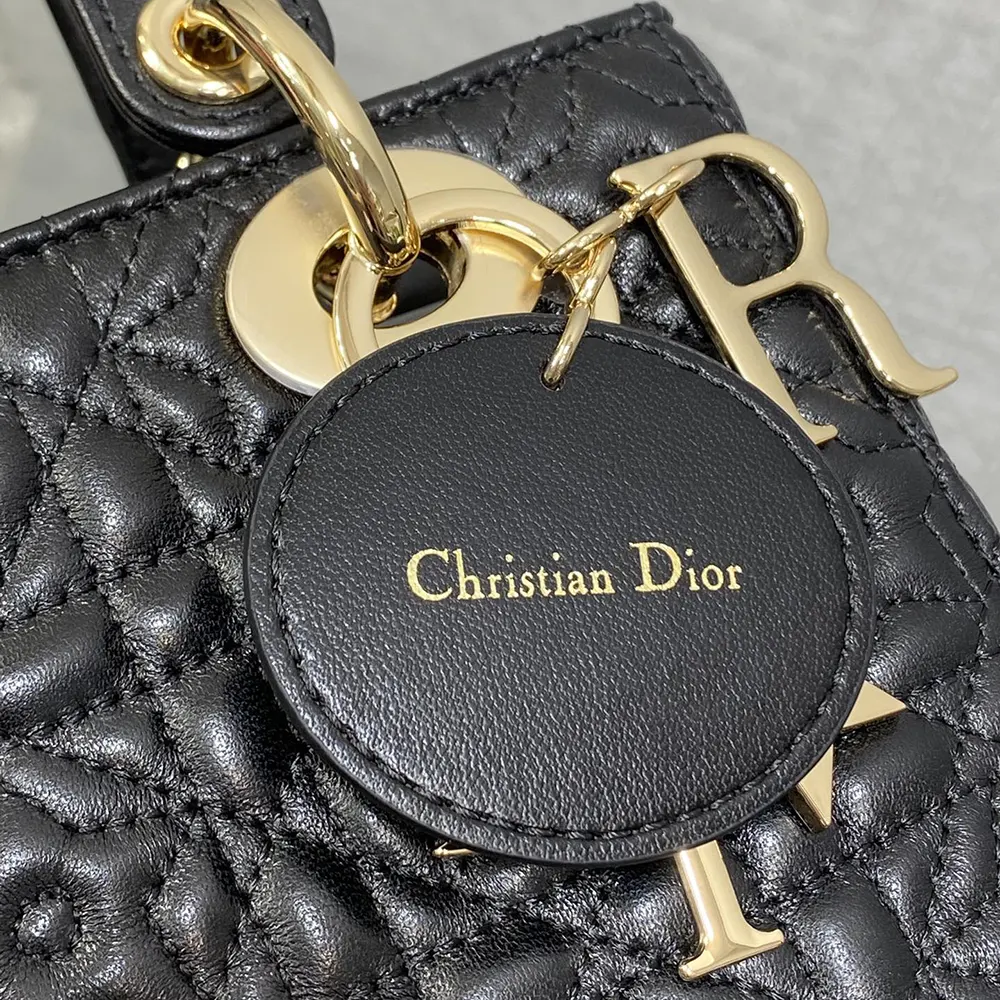 Dior Women Lady Dior Dioramour Bag Black Cannage Lambskin with Star Motif - image 8