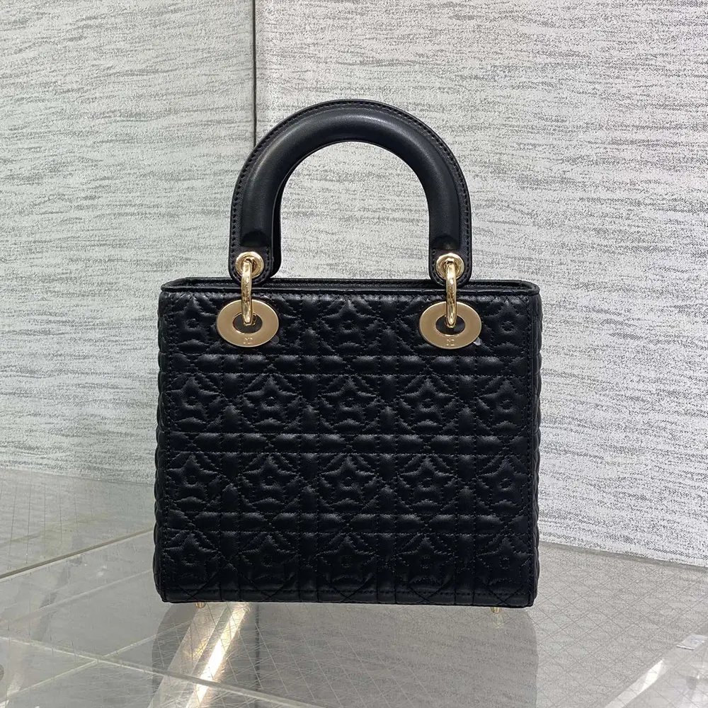 Dior Women Lady Dior Dioramour Bag Black Cannage Lambskin with Star Motif - image 4