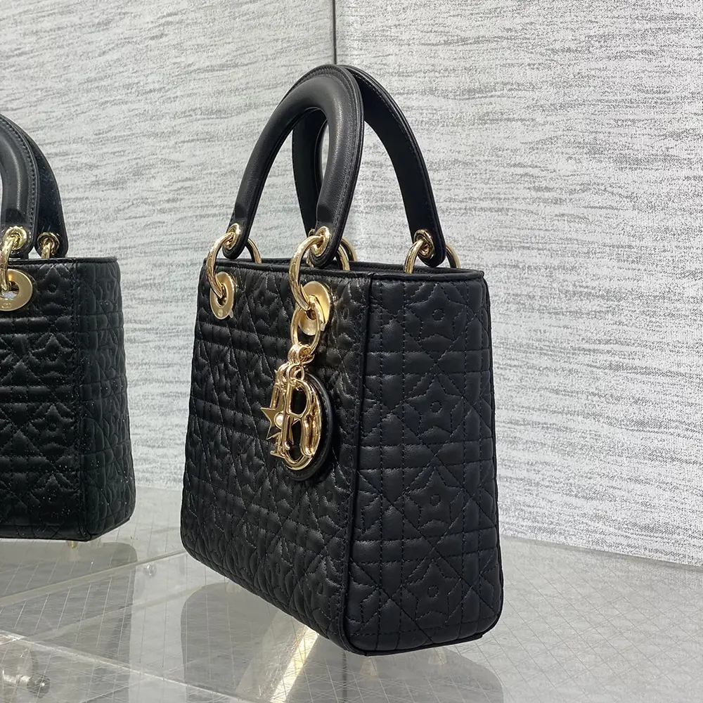 Dior Women Lady Dior Dioramour Bag Black Cannage Lambskin with Star Motif - image 5