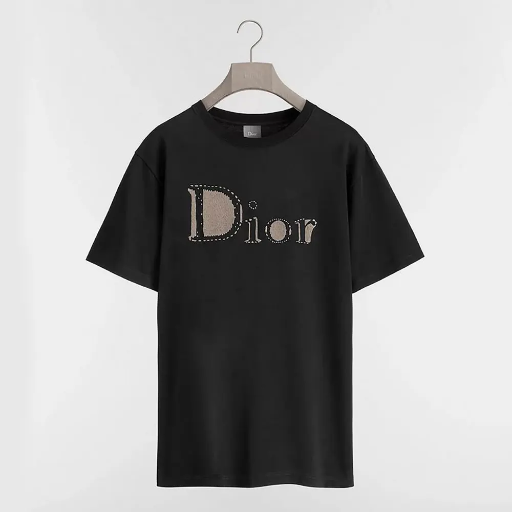 Front view of Dior Men Reverse T-Shirt Relaxed Fit Black Cotton Jersey