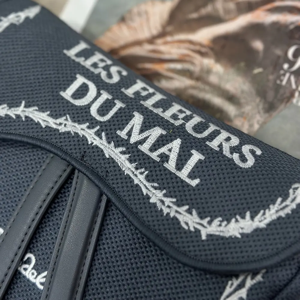 Dior Women Saddle Bag with Strap Blue and White Book Cover Embroidery - image 6