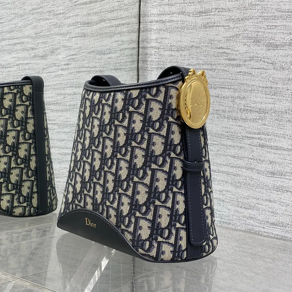 Dior Women Small Dior Médaillon Bucket Bag Blue Dior Oblique Jacquard - image 5