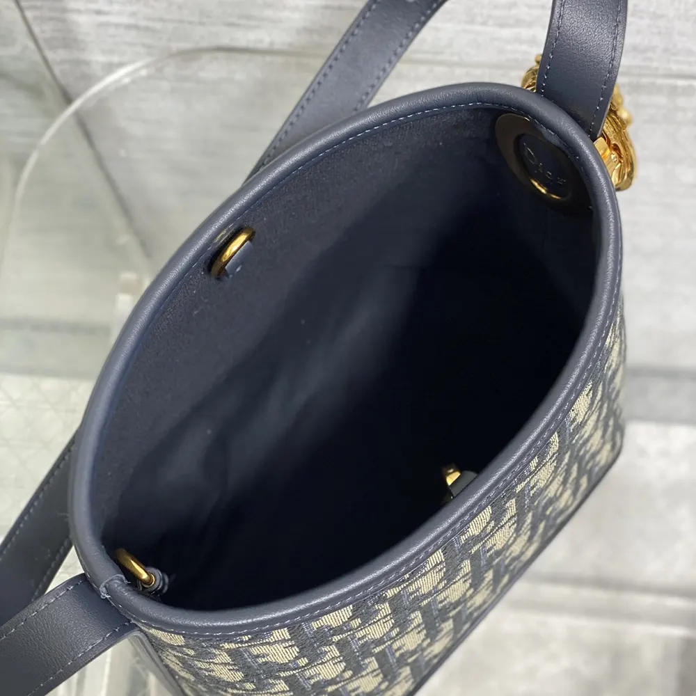 Dior Women Small Dior Médaillon Bucket Bag Blue Dior Oblique Jacquard - image 6