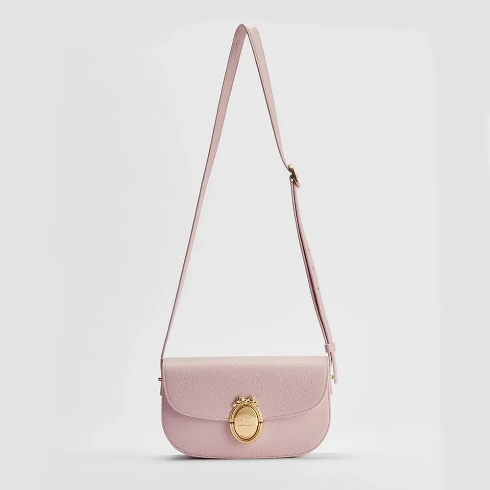 Front view of Dior Women Small Dior Médaillon Flap Bag Rose Tendre
