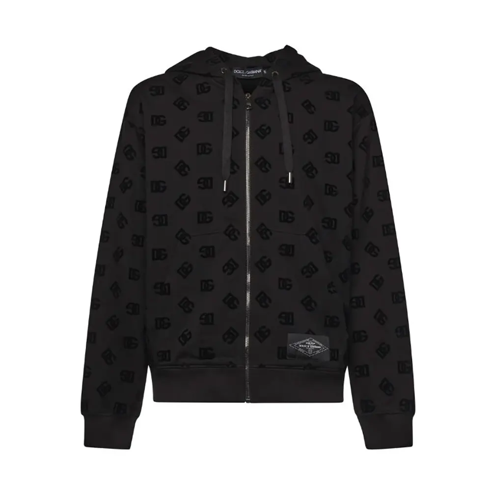 Front view of Dolce Gabbana D&G Men Jersey Sweatshirt with black flocked logo