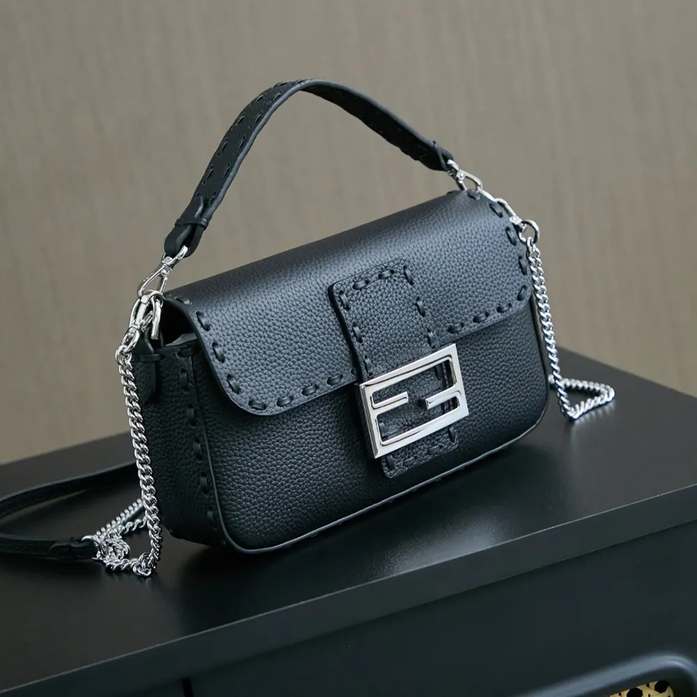 Fendi Women Baguette® Mini Black Selleria Bag with 309 Hand-sewn Stitches - image 4