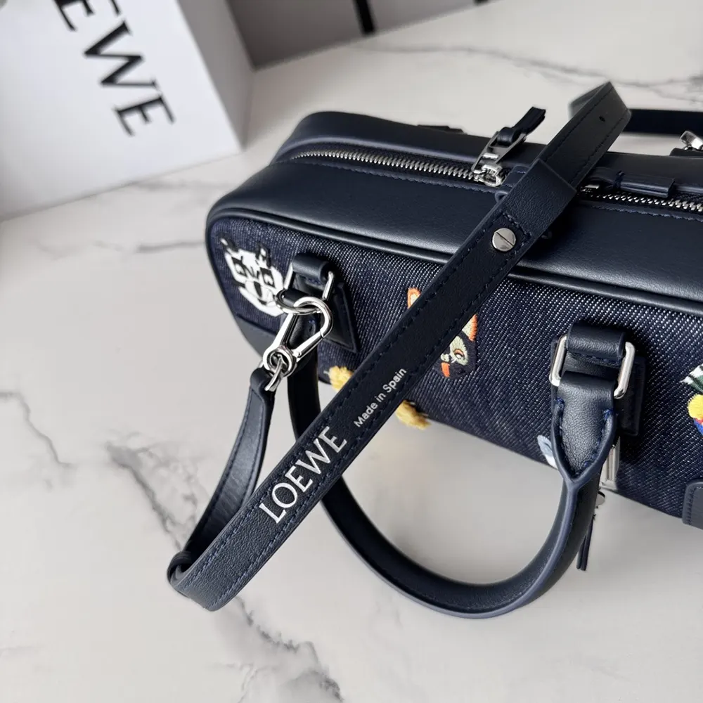 Loewe Unisex Cats Amazona 23 Cropped Bag in Embroidered Denim - image 7