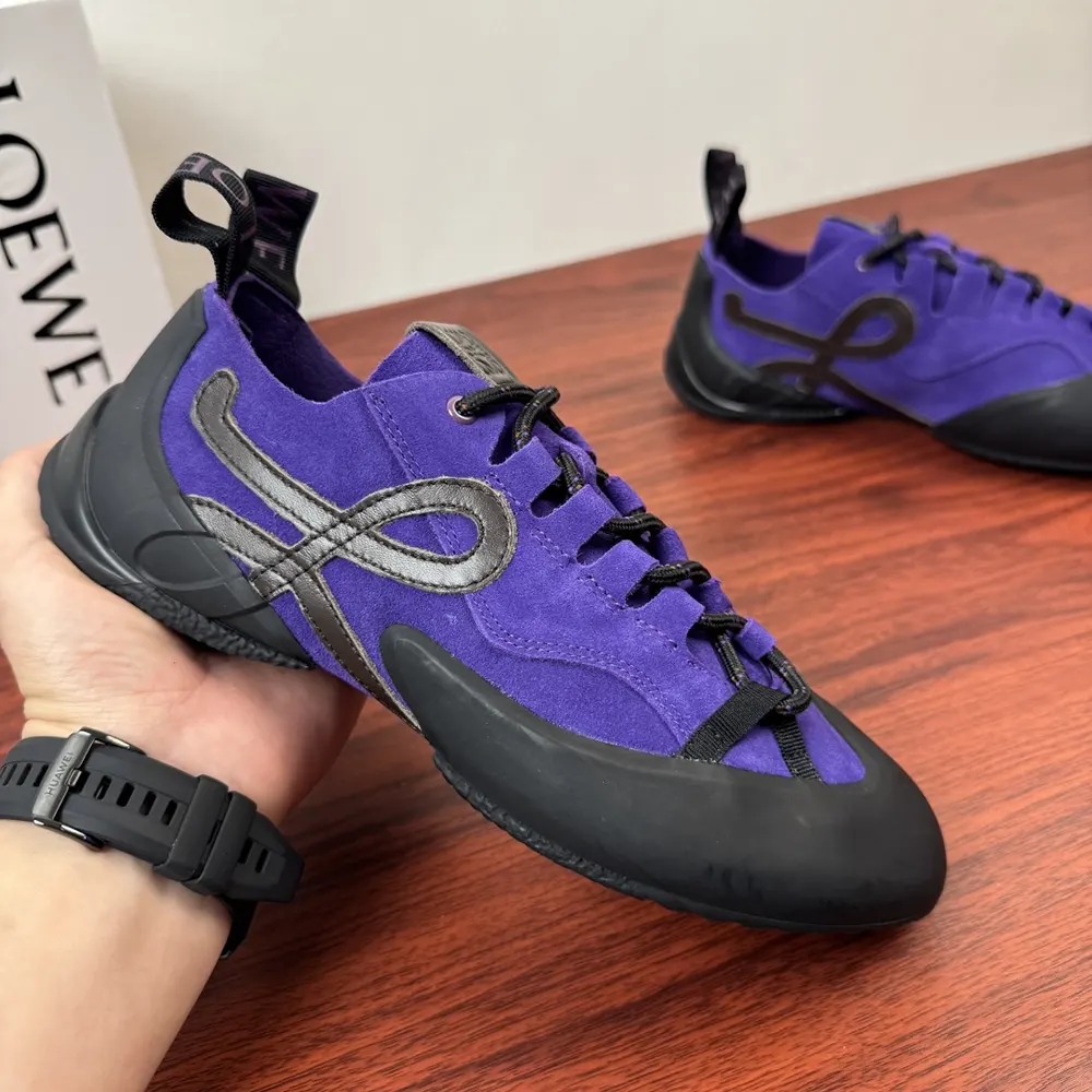 Loewe Unisex Grip Sneaker in Calfskin Suede-Purple/Brown - image 4