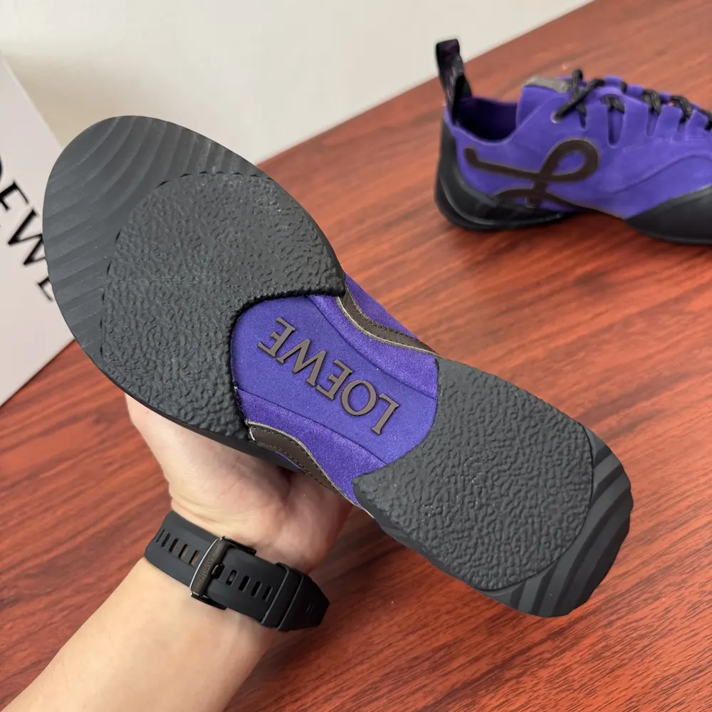Loewe Unisex Grip Sneaker in Calfskin Suede-Purple/Brown - image 9
