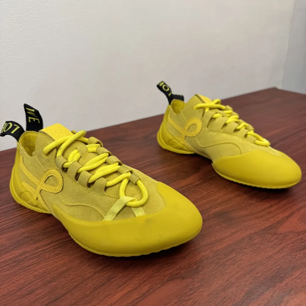 Loewe Unisex Grip Sneaker in Calfskin Suede-Yellow - image 4