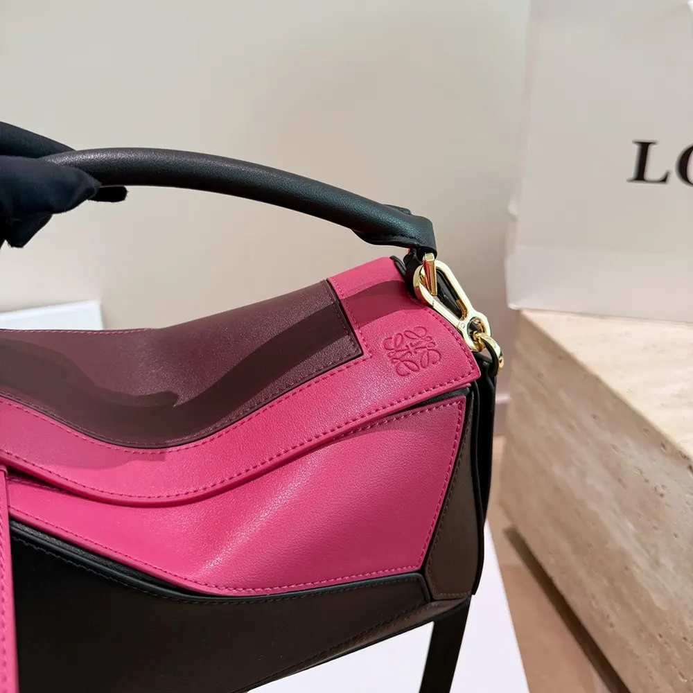 Loewe Unisex Small Puzzle Bag in Nappa Calfskin-Black/Burgundy - image 7