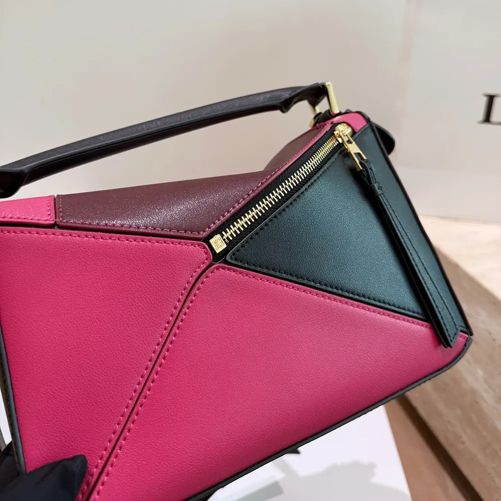 Loewe Unisex Small Puzzle Bag in Nappa Calfskin-Black/Burgundy - image 9