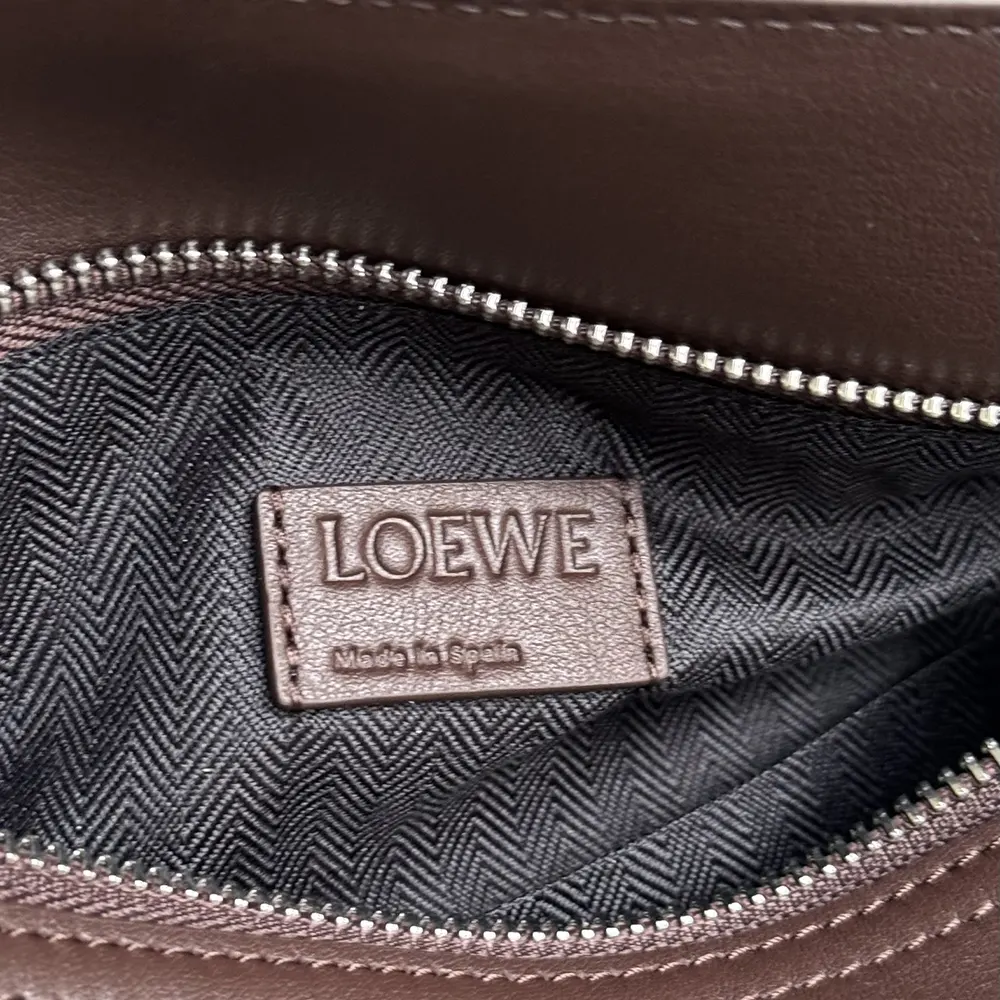 Loewe Unisex Small Puzzle Biker Bag in Shiny Calfskin-Dark Chestnut - image 10