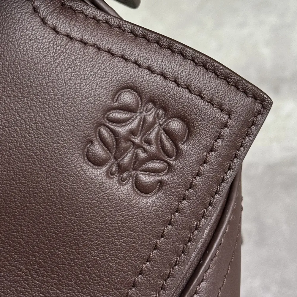 Loewe Unisex Small Puzzle Biker Bag in Shiny Calfskin-Dark Chestnut - image 8
