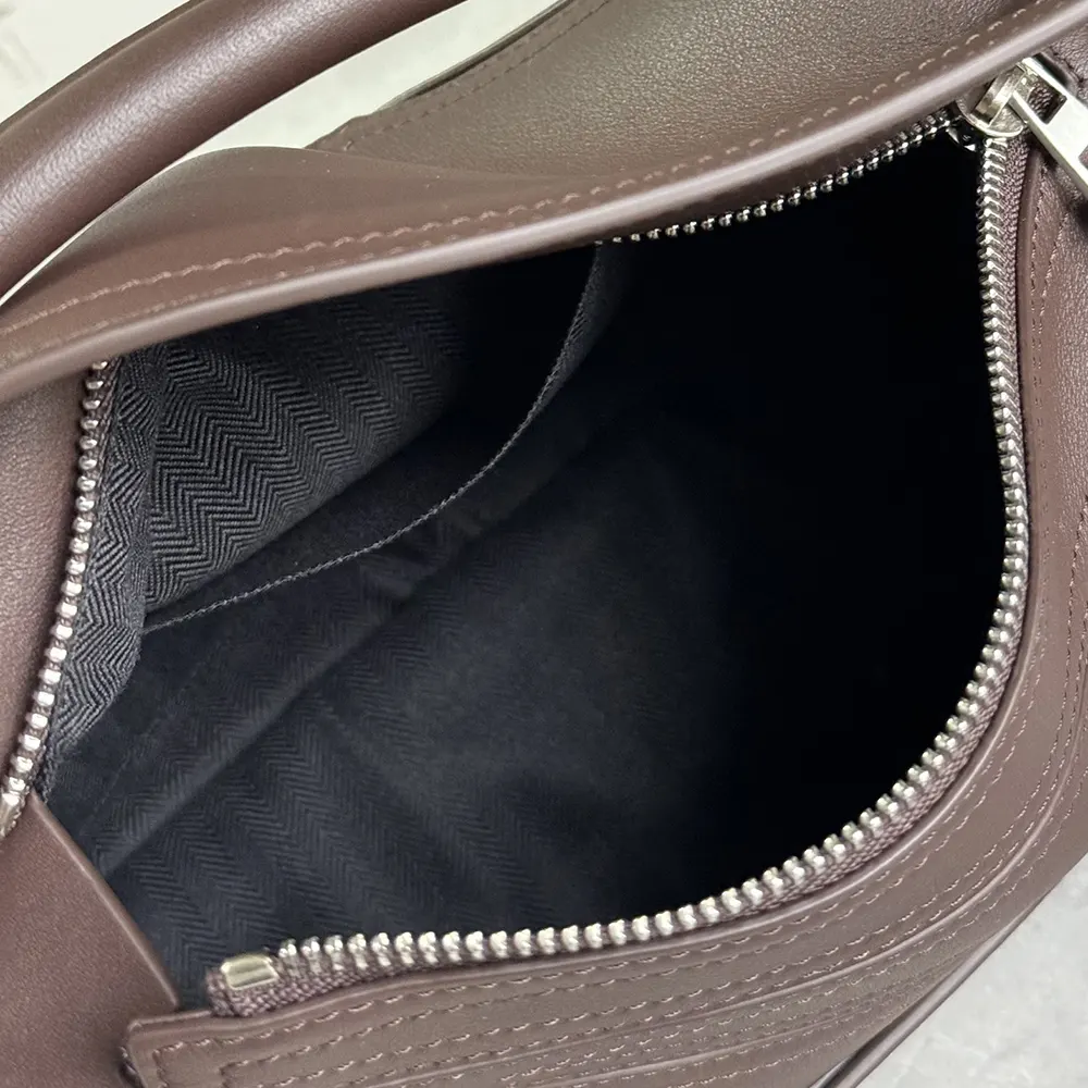 Loewe Unisex Small Puzzle Biker Bag in Shiny Calfskin-Dark Chestnut - image 9