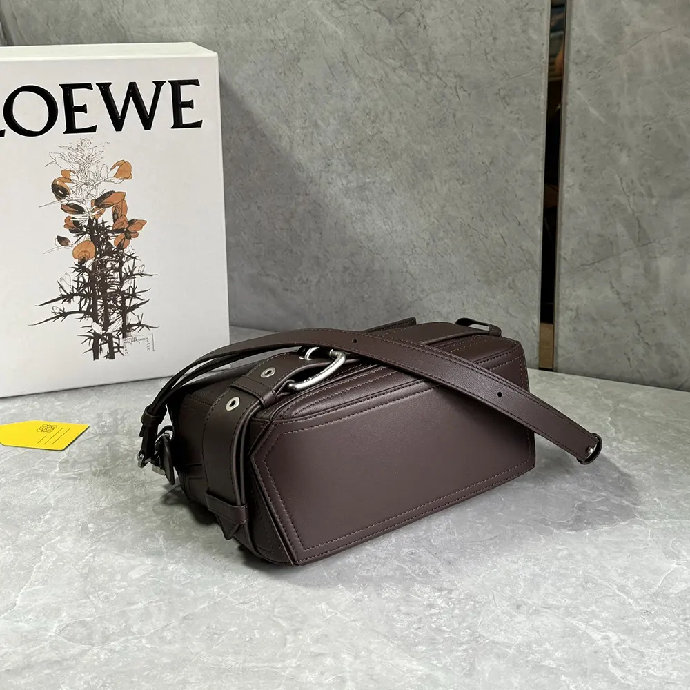 Loewe Unisex Small Puzzle Biker Bag in Shiny Calfskin-Dark Chestnut - image 7
