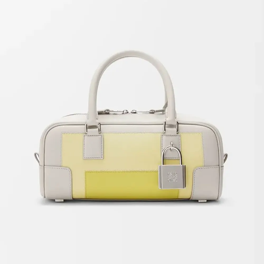 Front view of Loewe Women Amazona 23 Cropped Bag in yellow nappa calfskin