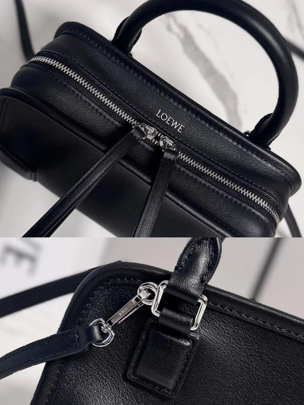Loewe Women Mini Amazona 180 Bag in Soft Calfskin-Black - image 9