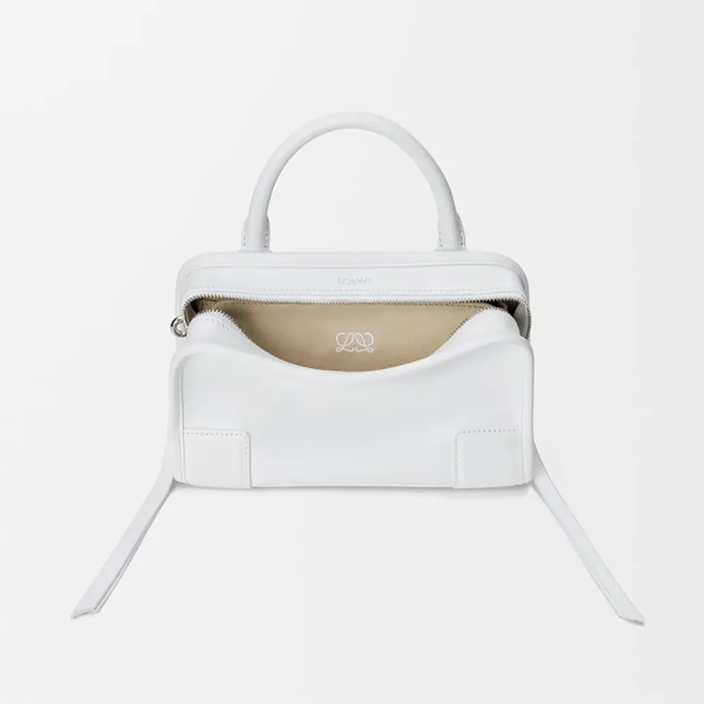 Front angle of Loewe Women Mini Amazona 180 Bag in soft brown calfskin