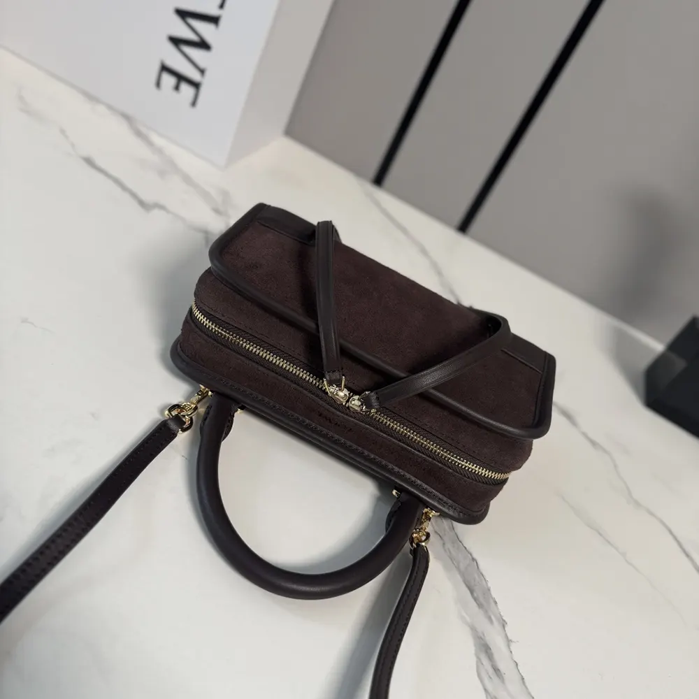 Loewe Women Mini Amazona 180 Bag in Suede-Dark Chestnut - image 6