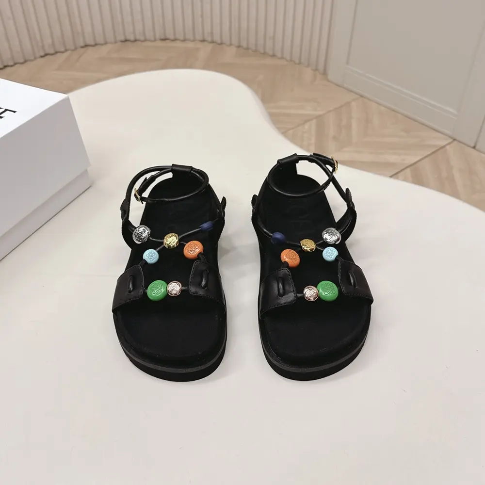 Close-up detail of pebble bead embellishments on Loewe Women Pebble Beads Fussbett Sandal