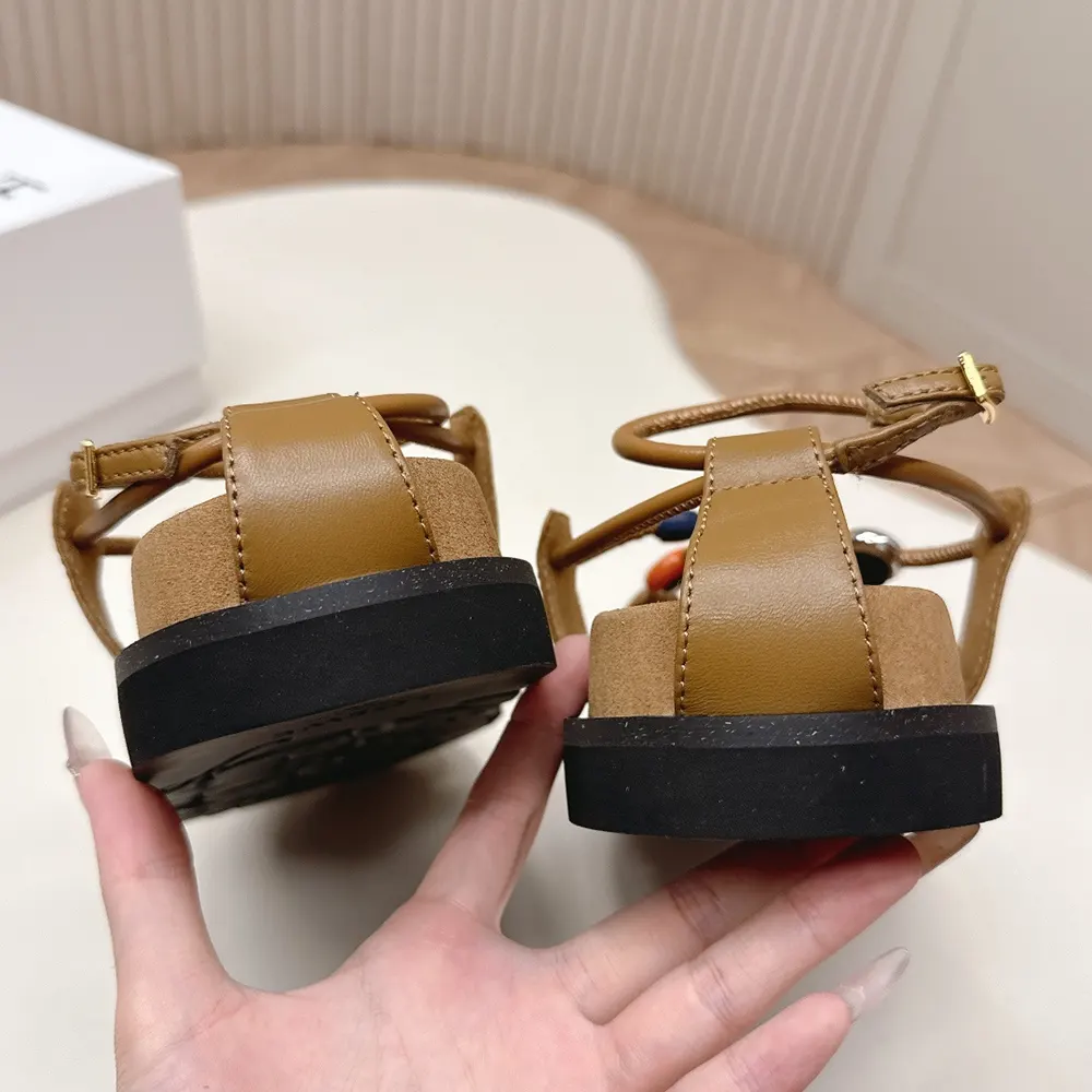 Loewe Women Pebble Beads Fussbett Sandal in Nappa Lambskin-Camel - image 9